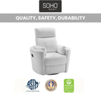 Soho Baby Nottingham Upholstered Glider Recliner Rocking Chair 360° Swivel for Nursery and Living Room, Plush White
