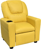 23" Yellow PU Leather Recliner Chair with Cupholder