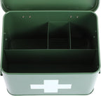 Lassos Boutique Retro Enameled First Aid Box for Medicine Storage and Home Decor with Lid and Removable Tray (Green/White)