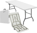 6FT Heavy Duty Folding Table, Portable Plastic Utility Table with Locking Legs & Handle, Indoor Outdoor Commercial Table for Watch Party, Tailgate, BBQ, Camping, Events, Backyard Dining White