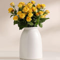 White Ceramic Vase Modern Minimalist Table Centerpiece, Round Smooth Flower Holder for Living Room, Shelf, Mantel, Wedding & Home Decor-8.27" H
