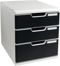 Exacompta Modulo A4 Office, 3 Closed Drawers - Light Grey/Black