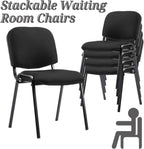 Stackable Chairs, Waiting Conference Room Office Reception Chair Armless Guest Stacking Chair for Breakroom Banquet Lobby Hall Training Room (Mesh-Cushion,Black,5PCS)