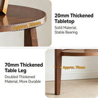 2-Tier Solid Wood End Table with Drawer,Vintage End Table with Storage,Round Side Tables,Natural Solid Wood Nightstand,Mid-Century Modern End Tables for Living Room,Bedroom,Brown,19.6in