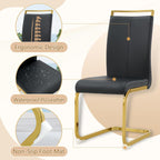 gopop Dining Chairs Set of 2, Faux Leather Dining Chairs with Plated Chrome Metal Frame, Modern Kitchen Chairs Set with Padded Seat High Back for Dining Room, Kitchen Room, Living Room.