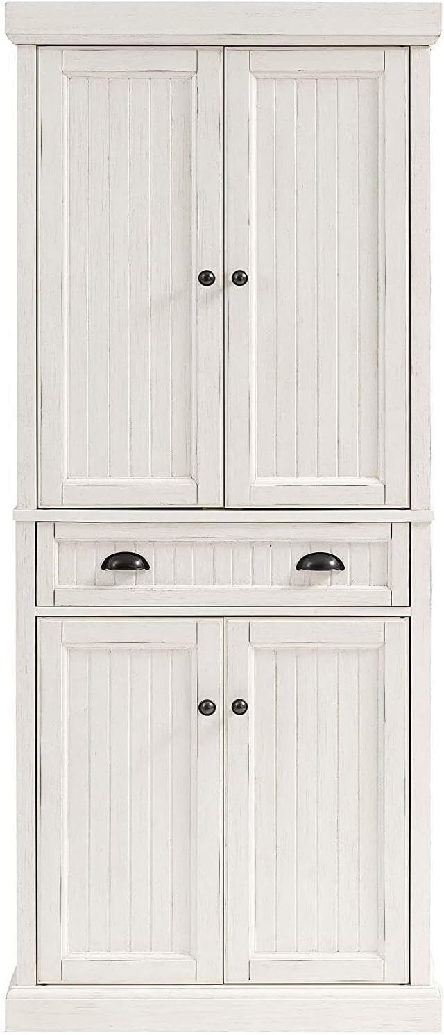 Maykoosh Kitchen Pantry Cabinet - Large Storage, Adjustable Shelves, Distressed White