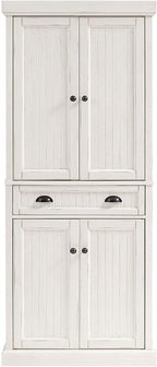 Maykoosh Kitchen Pantry Cabinet - Large Storage, Adjustable Shelves, Distressed White