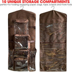 Hanging Gift Wrapping Paper Storage Organizer Bag, Double Sided Multiple Front & Back Pockets Organize Your Gift Wrap, Gift Bags Bows Ribbons 40"X17" Fits Long 40 Inch Rolls Clear PVC Bag (Brown)