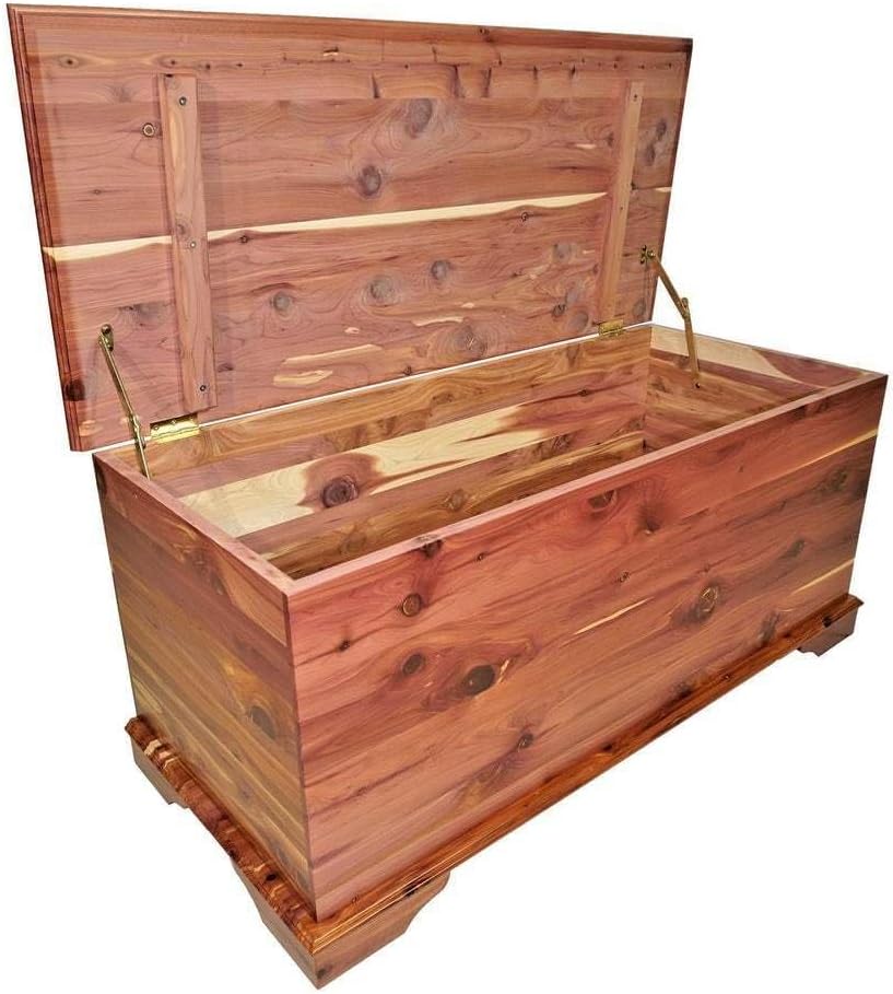 DutchCrafters Rustic Solid Wood Natural Wooden Cedar Chest, Aromatic Cedar Scent - Linen Blanket Storage Chest, Clothes Storage Trunk, End of Bed Storage Bench - Amish Made in USA (42" Width)