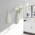 Hanging Ceramic Wall Vases, 7.9 Inch, Set of 2, Cubicle Modern Decor Wall Plant Holder Vase for Indoor Plants,Propagation Hanging Flower Pots for Air Vases,White