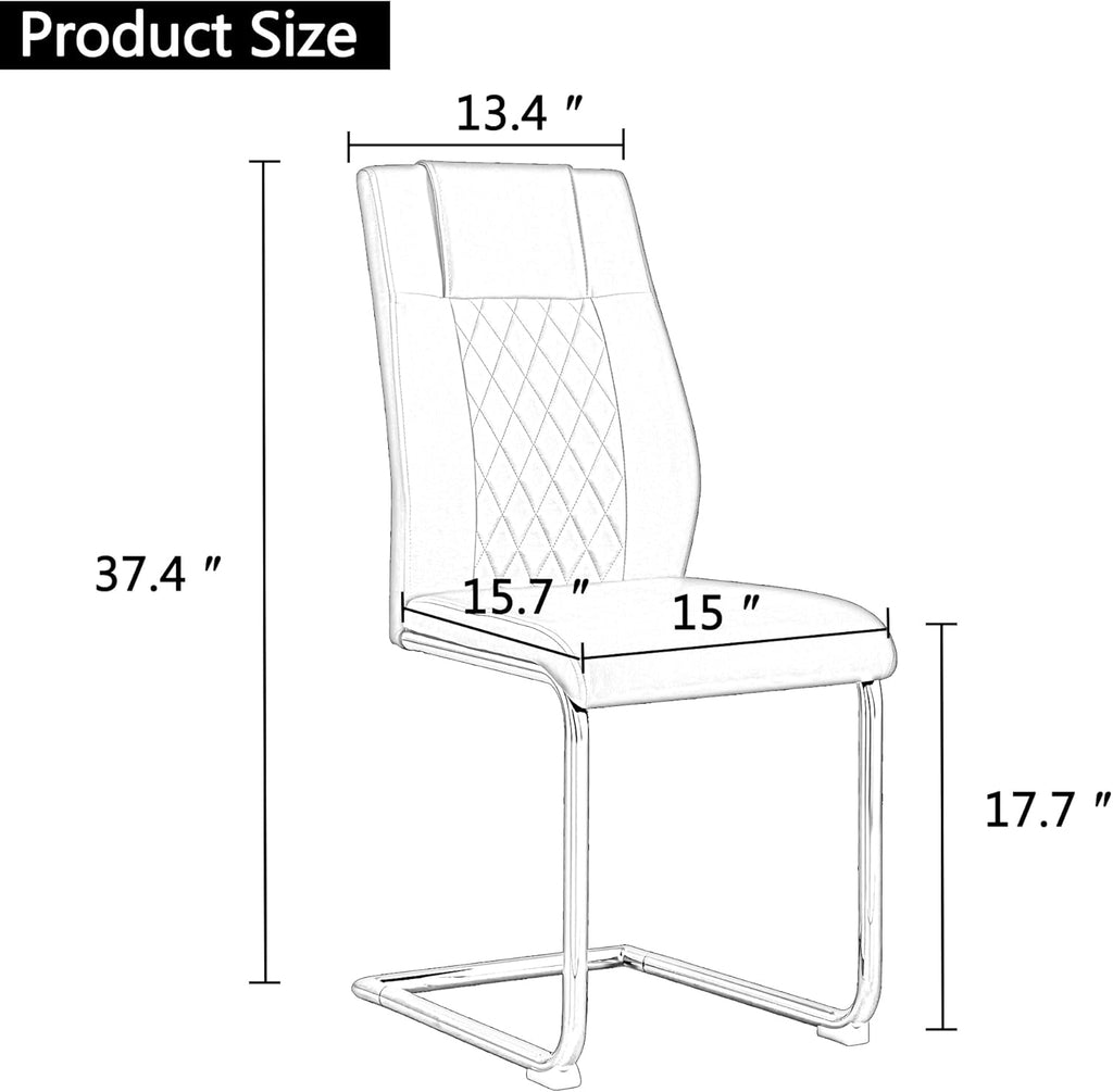 Dining Table Set for 6, White Rectangular MDF Kitchen Table Set with Leather Dining Chairs Set of 4, 55" Dinner Table Set for Kitchen, Dining Room