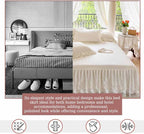 Queen Size Lace Ruffled Bed Skirt, 17 Inch Drop Easy Fit Bedskirt Bed Sheet for Hidden Box Spring & Under Bed Storage