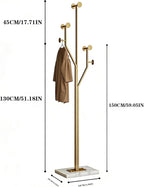 SYO Gold Metal Coat Rack (with Marble Base) — Entryway Standing Coat Stand, Heavy-Duty Vertical Design, Suitable for Entryways, Bedrooms, and Living Rooms