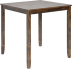 5 Piece Dining Table Set for 4, Solid Wood Square Dining Table Set, Counter Height Kitchen Table Set with Square Table and 4 Upholstered Chairs, X-shaped Backrest for Small Space, Walnut