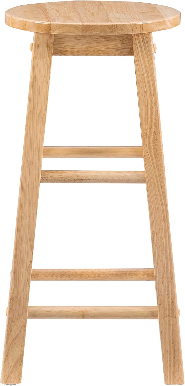 Linon Natural Barstool with Round Seat, 24-Inch