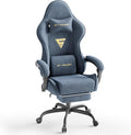 Gaming Chair Racing for Adult, Office Chair with Footrest Massage Lumbar Cushion, Velvet Fabric Reclining Video Game Chairs, Ergonomic Computer Chairs Height Adjustable, for Home Streaming, Grey