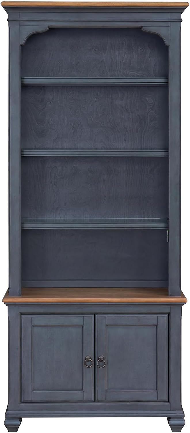 84" High Kitchen Sideboard, Wooden Storage Cabinet, No Assembly Required, with 4 Shelves and 2 Panel Doors, Corduroy Blue Finish, for Kitchen, Dining Room, Living Room, Blue