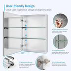 Quavikey 20"x26" Medicine Cabinet with Mirror, Recessed or Surface, Silver | Premium bathroom mirror cabinet featuring rustproof aluminum frame, adjustable shelves, soft-close hinges, and ample storage.