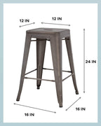 FDW 24 Inch Metal Stools Bar Stools Set Height Stackable Barstools Indoor Outdoor Dining Backless Kitchen Bar Stools Set of 4 (Brown)