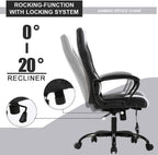 Office Chair Gaming Chair Desk Chair Ergonomic High Back Massage Computer Chair with Lumbar Support & Comfort Armrest PU Leather Rolling Task Racing PC Swivel Executive Chair for Men Women, White