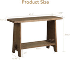 HOKYHOKY Wood Console Table for Entryway, 43.3" Farmhouse Entryway Table with Storage Shelf, Solid Wood Tabletop Rustic Narrow Skinny Sofa Table for Living Room, Hallway, Entryway, Foyer, Brown