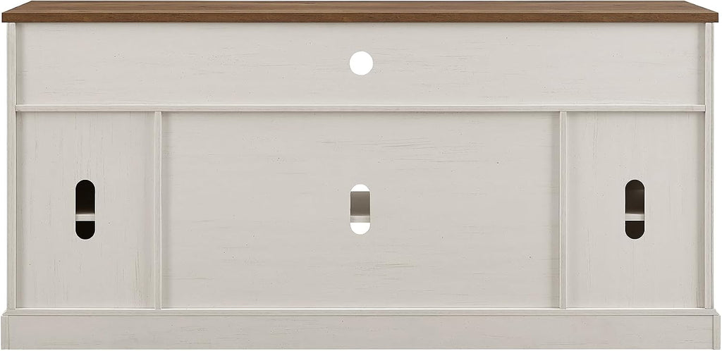 OKD 70" Farmhouse Buffet Cabinet w/Sliding Barn Door, Antique White | 2 Storage Cabinets, Large Open Shelf, Rustic Sideboard, Wood Coffee Bar, Dining Room, Kitchen, Living Room