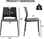 Sidanli Black Stacking Chairs Set of 4, Plastic Stackable Chair for Office Conference Waiting Break Room