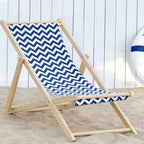 Beach Chair Replacement Cloth 116cmx42cm Simple Sling Chairs Replacement Fabric Blue Wave Stripes Lounge Chair Canvas for Sunbathing Garden Courtyard Garden Beach