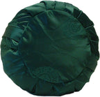 Zen Zafu Sitting or Meditation Cushion with Silk Brocade Cover (Green)