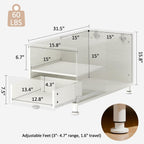 Rresyet Modular Sofa Console with Storage, Adjustable Height Side Table with Drawer & Open Shelf, 15.8" Narrow End Table for Sectional Sofa Couch (1, White, with Drawer)