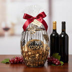 Wine Cork Holder for Countertop or Cabinet, Barrel-Shaped Metal Cork Holder Holds Up to 227 Wine and Champagne Corks, Storage Organizer with Open Top and Non-Slip Base for Bar Area Kitchen