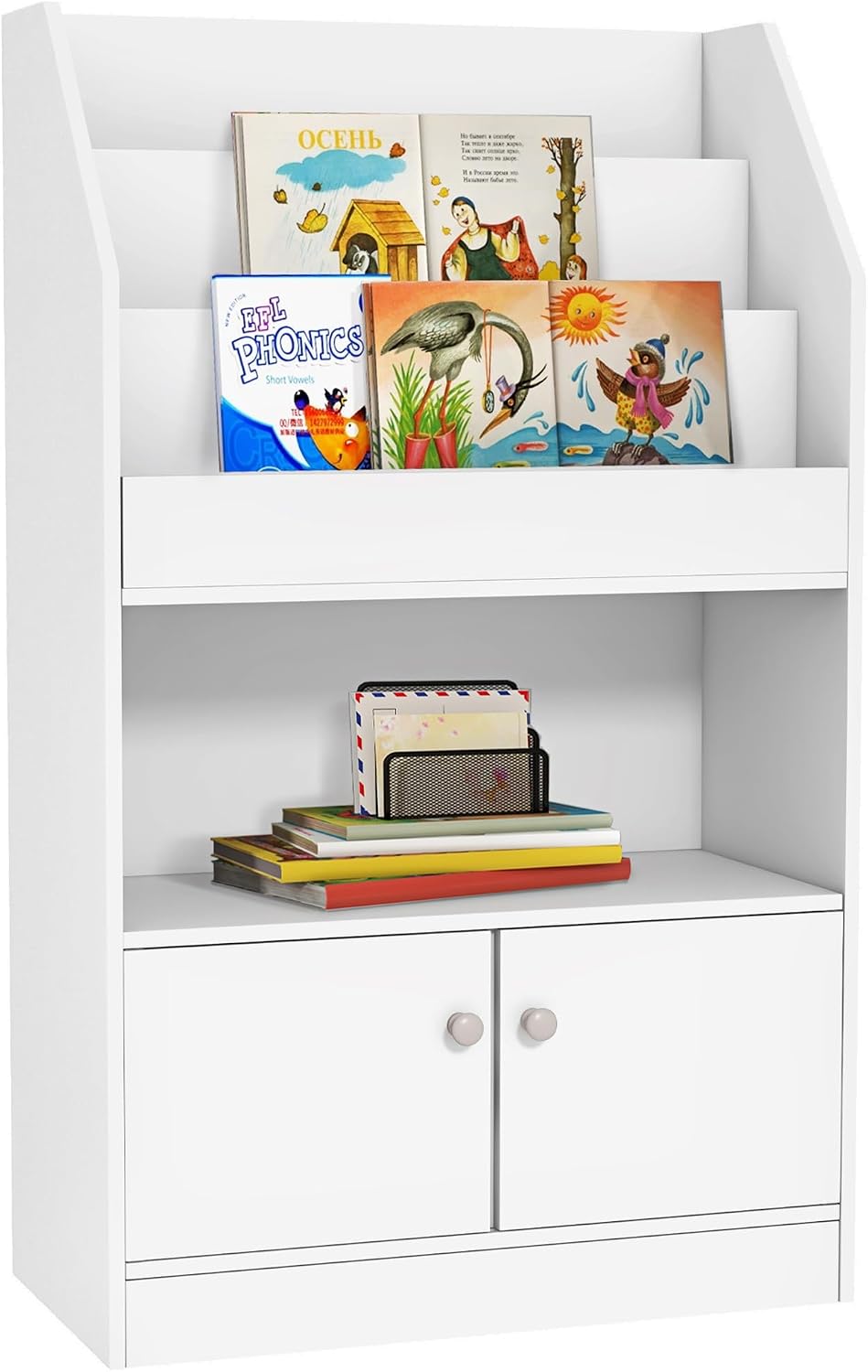 Toy Storage Cabinet, Bookcase Bookshelf for Room, Bedroom, Playroom, Nursery, White