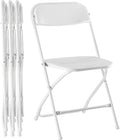 Simple Deluxe 4-Pack Folding Plastic Chair, Foldable Stackable Portable Seat with Metal Frame 330lb Capacity, Outdoor/Indoor Commercial for Party, Wedding, Event, Office, Patio, Picnic, Kitchen, White