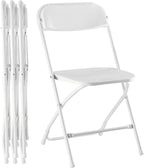 Simple Deluxe 4-Pack Folding Plastic Chair, Foldable Stackable Portable Seat with Metal Frame 330lb Capacity, Outdoor/Indoor Commercial for Party, Wedding, Event, Office, Patio, Picnic, Kitchen, White