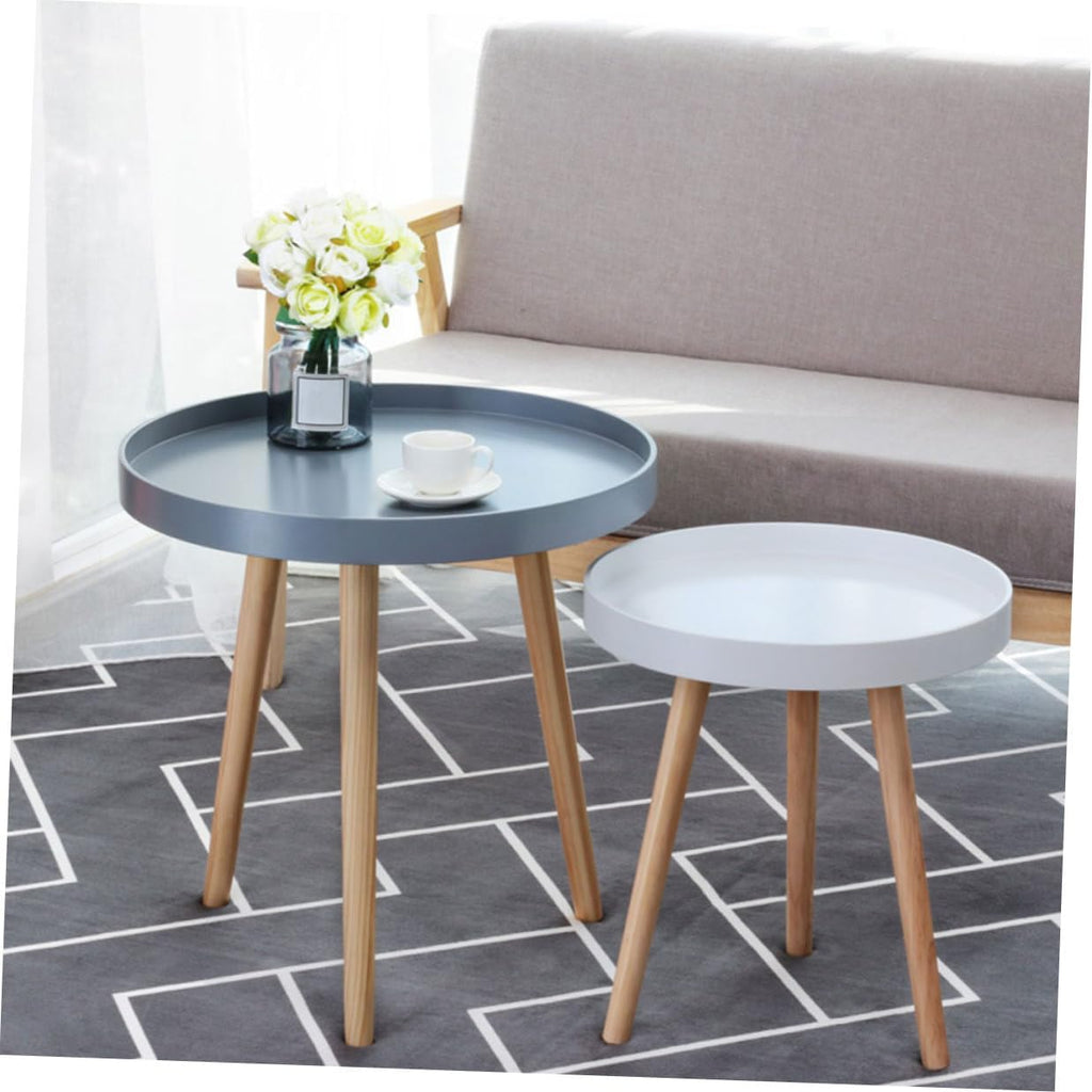 Totority Modern Mini Round Household Sofa Side Table White Small Nordic Style Round Accent Table for Living Room and Bedroom