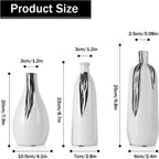 Ceramic Vase 3 Piece Set, White and Silver Vases for Home Decor, Decorative Vases for Mantels, Shelves and Entryway Decor, Dining Table Centerpieces, Living Rooms, Fireplaces and Kitchen Decor.