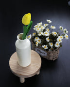 White Ceramic Vase Set of 3 – Ribbed Texture Crackle Glaze Bottle Vases for Rustic Farmhouse Table Centerpiece, Shelf & Mantel Decor
