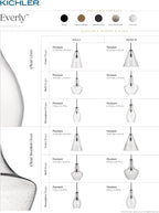 Kichler Everly 1-Light Bell Pendant Light Fixture with Clear Seeded Glass in Black for Kitchen Island, Dining Room, Bedroom, Modern Hanging Light (19.75" x 13.75"), 42046BKCS