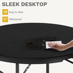 DWVO Heavy Duty 48 Inch Round Folding Table Black Plastic Outdoor Indoor Portable Banquet Setup Ideal for Parties Camping BBQ Events Garden Gatherings with Sturdy Metal Frame and Easy Storage Design