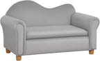Qaba Ergonomic Foam Kids Sofa with Inner Toy Storage Chest, Velvet Kids Couch with Soft Arms, Children's Lounge Furniture, Gray