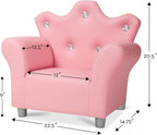 Melissa & Doug Pink Faux Leather Child’s Crown-Back Armchair (Kid’s Furniture) Princess Chair for Toddlers, Children's Furniture, Pink Chair for Kids