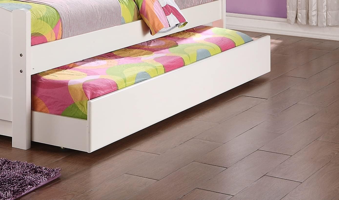 Twin Size Bed w, Trundle Slats White Pine Plywood Youth Bedroom Furniture
