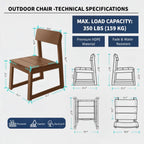 2-Pack Brown HDPE Outdoor & Garden Backrest Chairs
