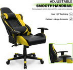 Magshion Gaming Chair, 90°-130° Reclining High-Back Gaming Chair with Lumbar Support, Ergonomic Adult Adjustable-Height Recliner for Home Office, 250 LBS Capacity, Yellow