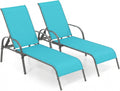 Tangkula Outdoor Lounge Chairs Set of 2, Patio Chaise Lounge with Adjustable Backrest, Reclining Pool Lounge Chairs for Outside with Heavy Duty Steel Frame for Beach, Yard, Balcony, Poolside