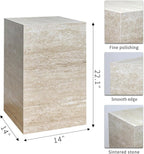 Modern Sintered Stone End Table for Living Room & Entryway, Sofa Table with Square Pedestal Base for Small Spaces, Fully Assembled & Low-Maintenance (Beige)