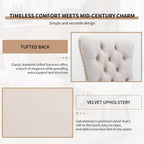 Mid Century Modern Dining Chairs Set of 4, Beige Velvet Upholstered Tufted Back, Kitchen & Dining Room Chairs, Gold Metal Legs, Nailhead Trim, Sillas para Comedor (Beige, 4 Pcs)