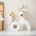 White Ceramic Vase Set of 3,Neutral Boho Nordic Minimalism Style Flower Vases for Living Room Wedding Table Party Office Bedroom