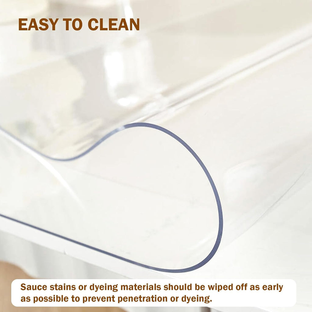 Royhom Clear Table Protector 36 x 60 Inch - 1.5mm Thick Plastic Table Cover, Clear Table Cover Protector Rectangle, Waterproof PVC Desk Mat for Coffee Table, Writing Desk, Dining Room, Dresser