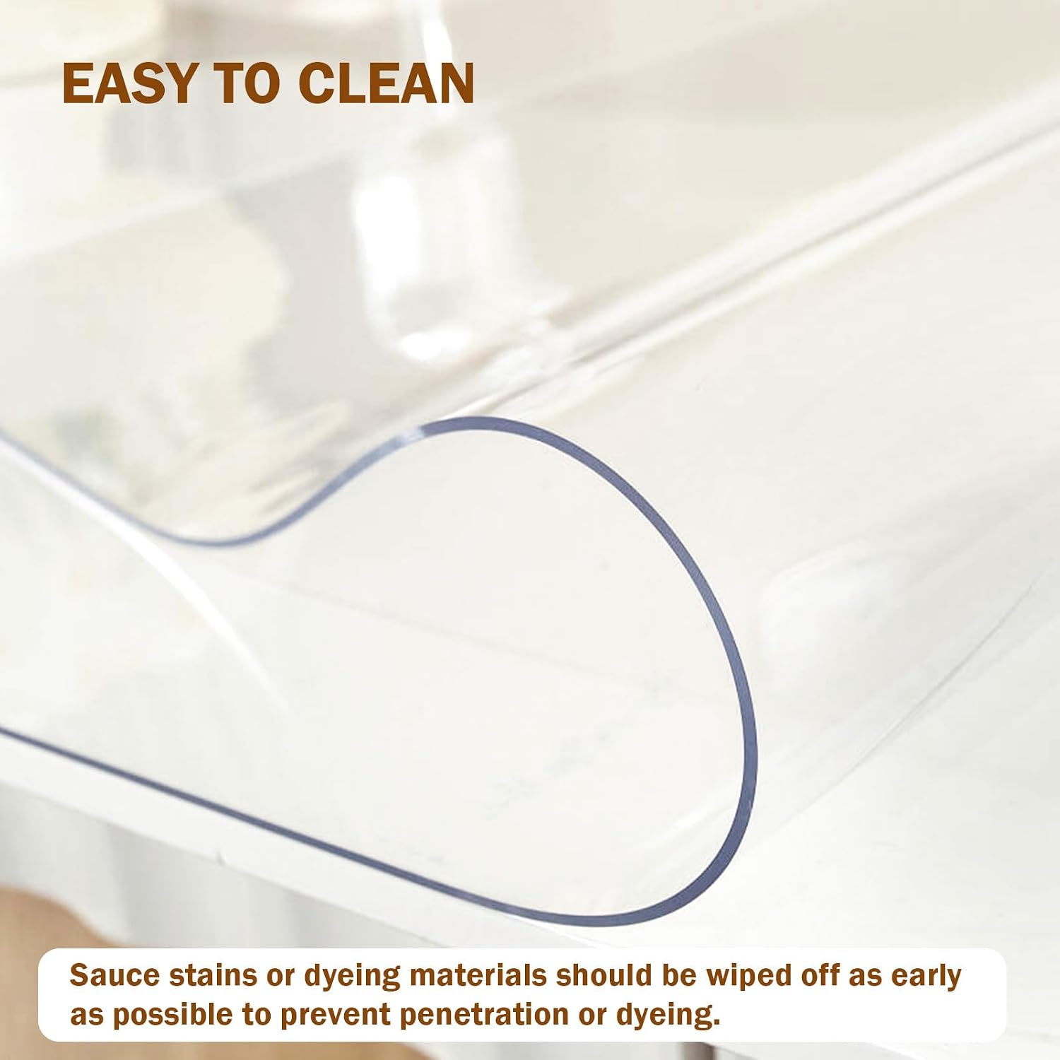 Royhom Clear Table Protector 36 x 60 Inch - 1.5mm Thick Plastic Table Cover, Clear Table Cover Protector Rectangle, Waterproof PVC Desk Mat for Coffee Table, Writing Desk, Dining Room, Dresser